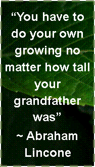 Text Box: You have to do your own growing no matter how tall your grandfather was~ Abraham Lincone